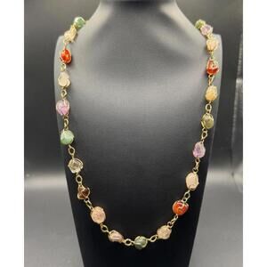 Stone Necklace. Semi-Precious Stones Wire-wrapped. Caged Gemstones
